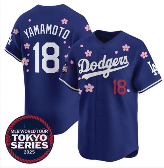 vanessashop Los Angeles Dodgers #18 Yoshinobu Yamamoto Royal  2025 Tokyo Series Limited Stitched Jersey