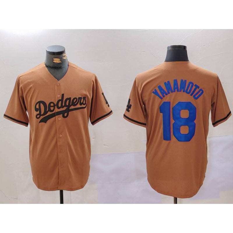 vanessashop Los Angeles Dodgers #18 Yoshinobu Yamamoto Olive  Cool Base Limited Stitched Jersey