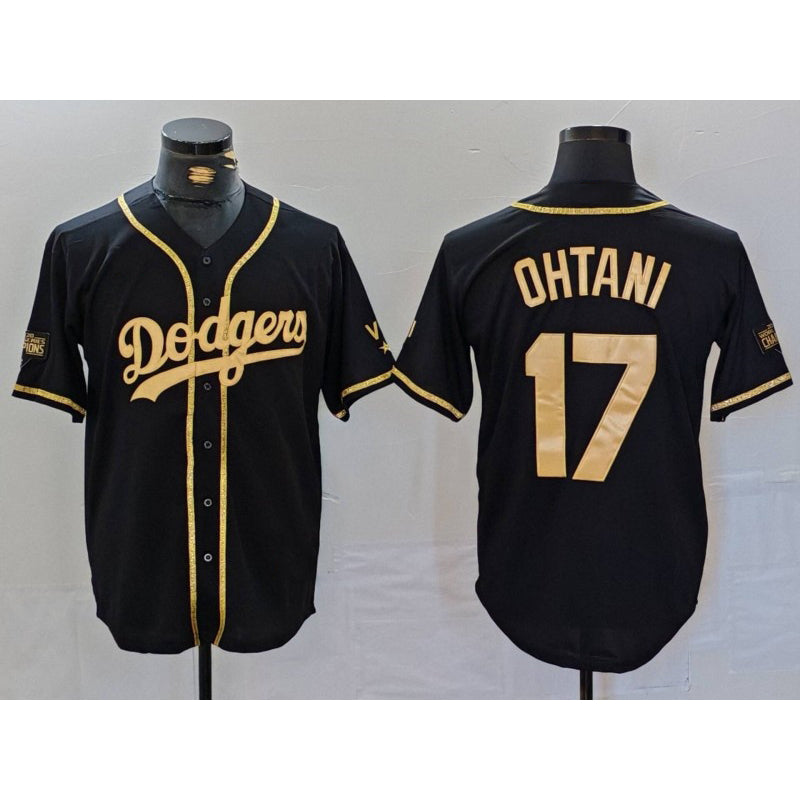 vanessashop Los Angeles Dodgers #17 Shohei Ohtani Black Gold  World Series Champions Cool Base Stitched Jersey
