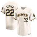 vanessashop Milwaukee Brewers #22 Christian Yelich Cream  Home Limited Player Jersey