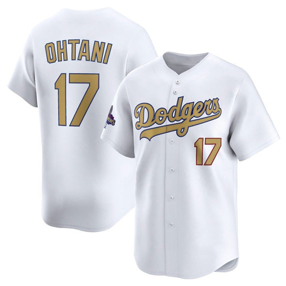 vanessashop Los Angeles Dodgers #17 Shohei Ohtani White  2025 Gold Collection Limited Stitched Jersey