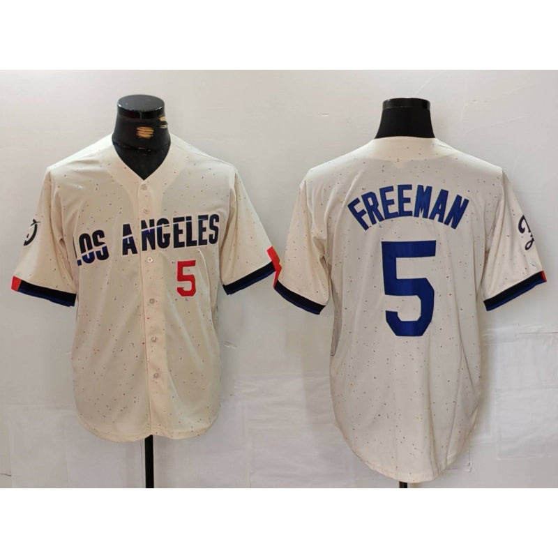 vanessashop Los Angeles Dodgers #5 Freddie Freeman Number Cream  2024 City Connect Limited Stitched Jersey 2