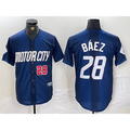 vanessashop Detroit Tigers #28 Javier Baez Number 2024 Navy  City Connect Cool Base Limited Stitched Jersey