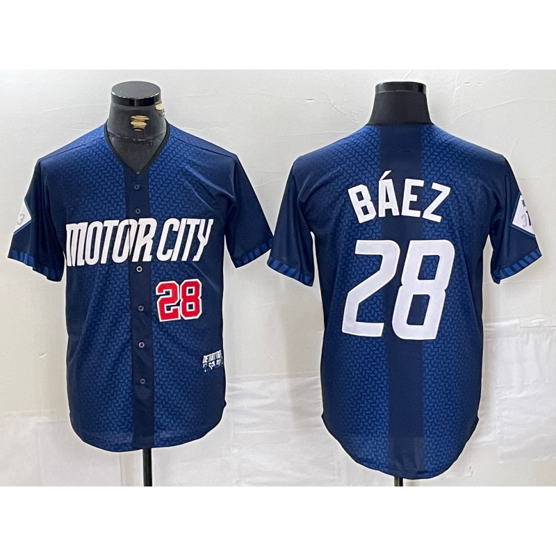 vanessashop Detroit Tigers #28 Javier Baez Number 2024 Navy  City Connect Cool Base Limited Stitched Jersey