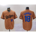 vanessashop Los Angeles Dodgers #18 Yoshinobu Yamamoto Number Olive  Cool Base Limited Stitched Jerseys