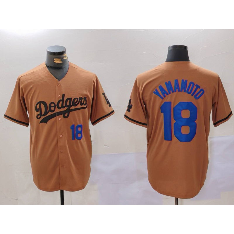 vanessashop Los Angeles Dodgers #18 Yoshinobu Yamamoto Number Olive  Cool Base Limited Stitched Jerseys