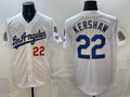 vanessashop Los Angeles Dodgers #22 Clayton Kershaw White  2026 Gold Collection 9x & B2B Champs Patch Stitched Jersey