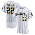 vanessashop Milwaukee Brewers #22 Christian Yelich White  Team Alternate Authentic Player Jersey