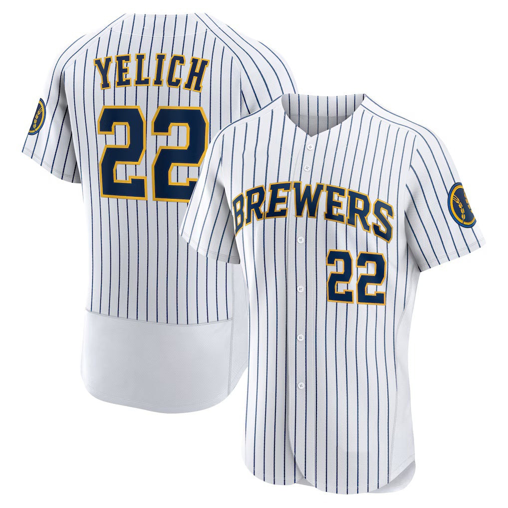 vanessashop Milwaukee Brewers #22 Christian Yelich White  Team Alternate Authentic Player Jersey