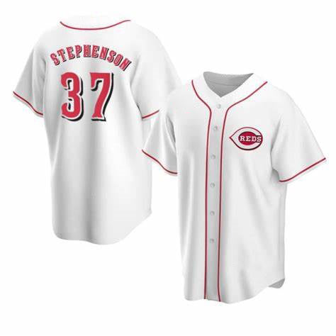 vanessashop Cincinnati Reds #37 Tyler Stephenson White  Stitched Cool Base Jersey