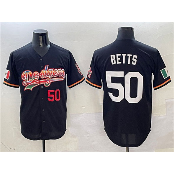 vanessashop Los Angeles Dodgers #50 Mookie Betts Black  Mexico Limited Stitched Jersey