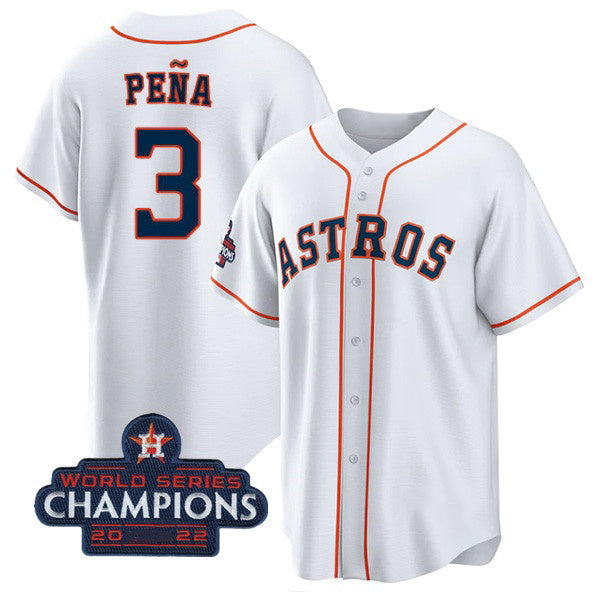 vanessashop Houston Astros #3 Jeremy Pena White  2022 World Series Champions Cool Base Stitched Jersey
