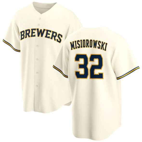 vanessashop Milwaukee Brewers #32 Jacob Misiorowski Cream  2025 Stitched Jersey