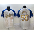 vanessashop Los Angeles Dodgers #50 Mookie Betts White Royal Gold  2024 World Series Champions Vapor Limited Stitched Jersey