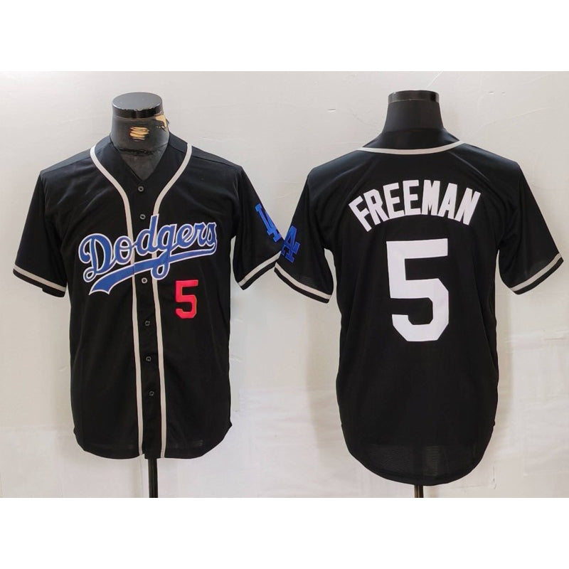 vanessashop Los Angeles Dodgers #5 Freddie Freeman Number Black  Cool Base With Patch Stitched Jersey 2
