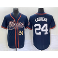 vanessashop Detroit Tigers #24 Miguel Cabrera Number Navy Blue  Cool Base Stitched Jersey