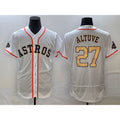 vanessashop Houston Astros #27 Jose Altuve 2023 White Gold  World Serise Champions Patch Flex Base Stitched Jersey