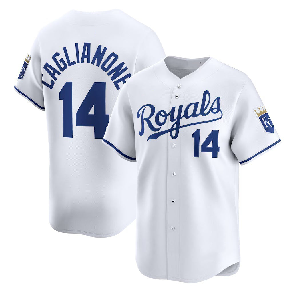 vanessashop Kansas City Royals #14 Jac Caglianone White  Home Limited Player Jersey