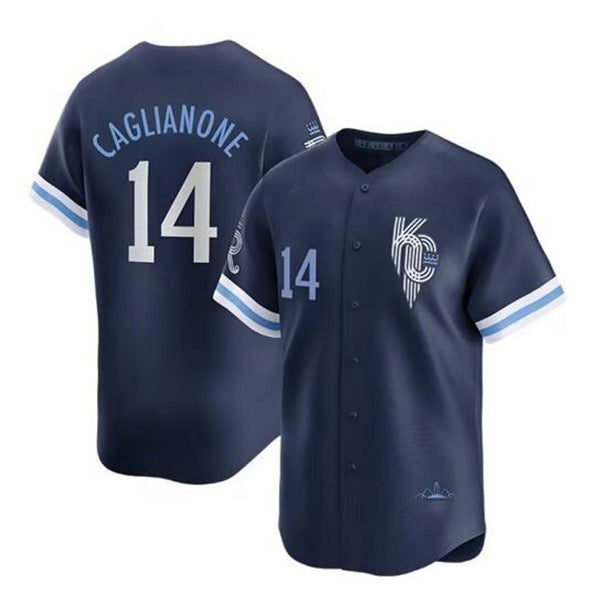 vanessashop Kansas City Royals #14 Jac Caglianone Navy  City Connect Limited Stitched Jersey