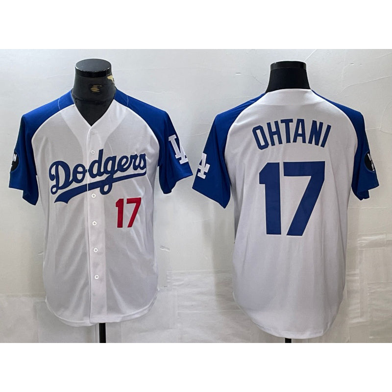 vanessashop Los Angeles Dodgers #17 Shohei Ohtani Number White Blue  Fashion Stitched Cool Base Limited Jerseys