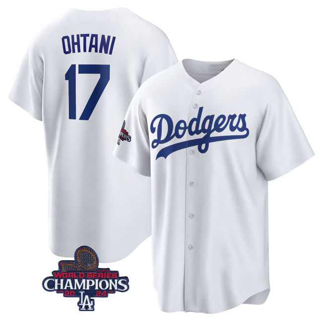 vanessashop Los Angeles Dodgers #17 Shohei Ohtani White  2024 World Series Champions Cool Base Stitched Jersey