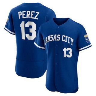 vanessashop Kansas City Royals #13 Salvador Perez Blue  Flex Base Stitched Jersey