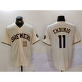 vanessashop Milwaukee Brewers #11 Jackson Chourio Cream  Stitched Cool Base Jerseys