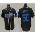 vanessashop Los Angeles Dodgers #50 Mookie Betts Number Black  Cool Base With Patch Stitched Jersey 2