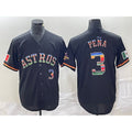 vanessashop Houston Astros #3 Jeremy Pena Number Black  Rainbow World Serise Champions Patch Cool Base Stitched Jersey