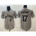 vanessashop Los Angeles Dodgers #17 Shohei Ohtani Grey  LA Gothic Style With 2025 World Series Champions Patch Limited Stitched Jersey