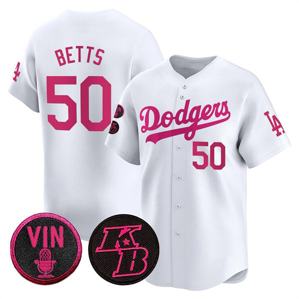 vanessashop Los Angeles Dodgers #50 Mookie Betts White  2026 Mother¡¯s Day Vapor Premier Limited Stitched Jersey