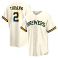 vanessashop Milwaukee Brewers #2 Brice Turang Cream  Home Replica Jersey