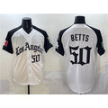 vanessashop Los Angeles Dodgers #50 Mookie Betts White Black  Mexico 2025 LA Gothic Style With Fernando Patch Vapor Premier Limited Stitched Jersey