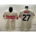 vanessashop Los Angeles Angels #27 Mike Trout Number Cream  2022 City Connect Cool Base Stitched Jersey