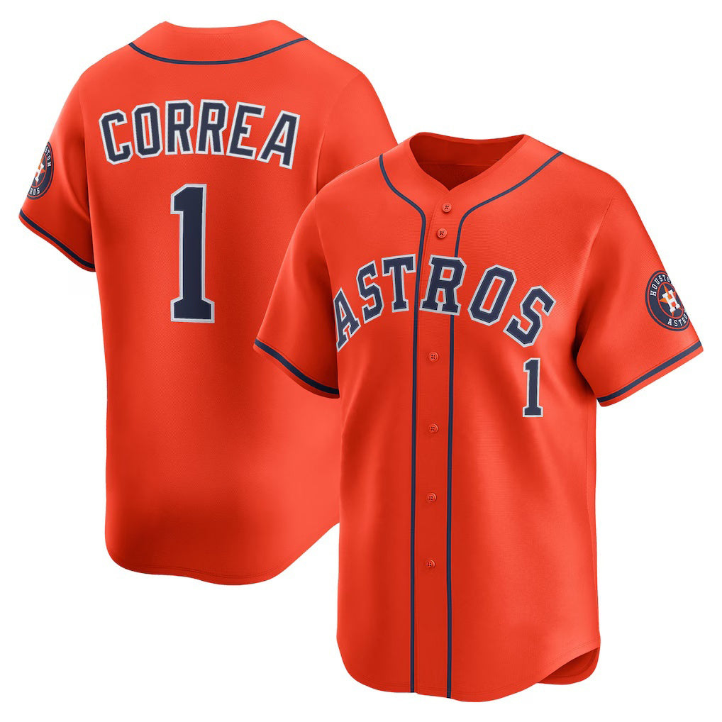 vanessashop Houston Astros #1 Carlos Correa Orange  Alternate Limited Player Jersey
