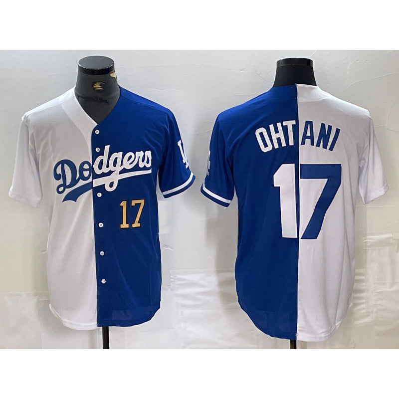 vanessashop Los Angeles Dodgers #17 Shohei Ohtani Number White Blue  Two Tone Stitched Jerseys