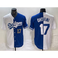 vanessashop Los Angeles Dodgers #17 Shohei Ohtani Number White Blue  Two Tone Stitched Jerseys