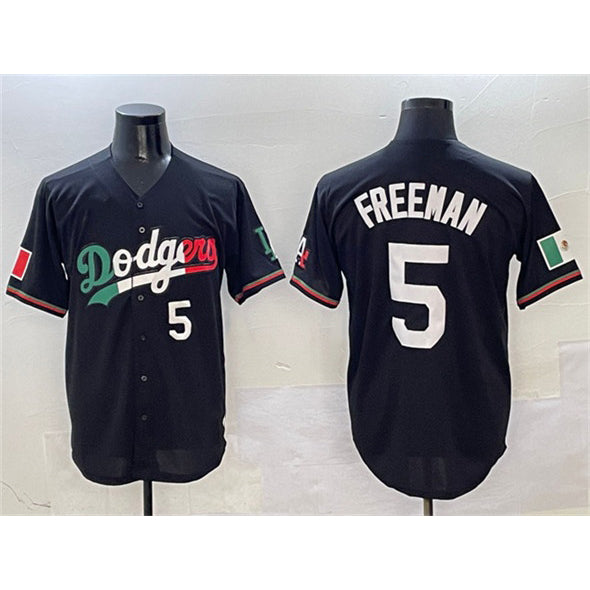 vanessashop Los Angeles Dodgers #5 Freddie Freeman Black  Mexico Flag Limited Stitched Jersey