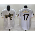 vanessashop Los Angeles Dodgers #17 Shohei Ohtani Number White Gold  Fashion Stitched Cool Base Limited Jersey