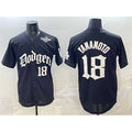 vanessashop Los Angeles Dodgers #18 Yoshinobu Yamamoto Black  2025 LA Gothic Style With 2025 World Series Patch Vapor Premier Limited Stitched Jersey