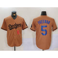 vanessashop Los Angeles Dodgers #5 Freddie Freeman Number Olive  Cool Base Limited Stitched Jersey 2