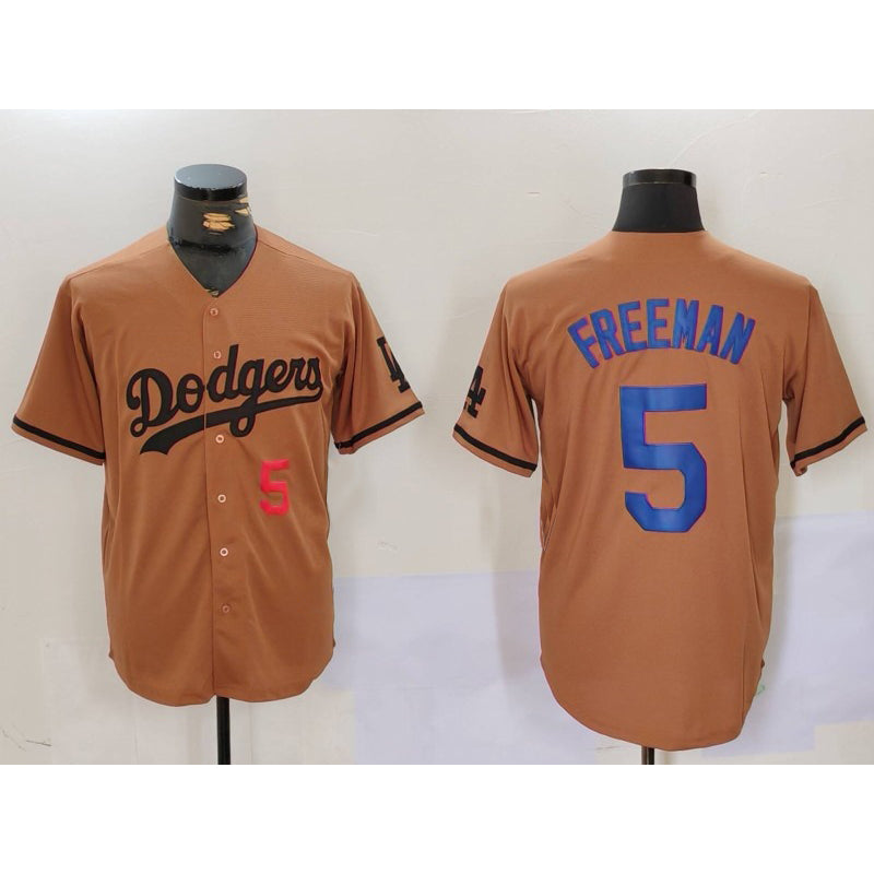vanessashop Los Angeles Dodgers #5 Freddie Freeman Number Olive  Cool Base Limited Stitched Jersey 2