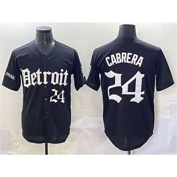 vanessashop Detroit Tigers #24 Miguel Cabrera Black  'Motor Gothic Edition' Vapor Premier Limited Stitched Jersey