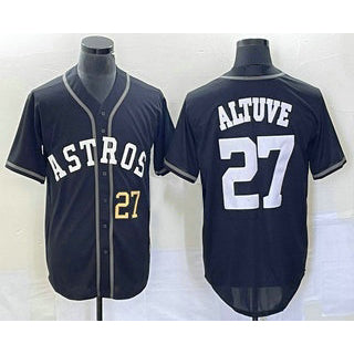 vanessashop Houston Astros #27 Jose Altuve Number Black  Cool Base Stitched Jersey