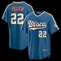 vanessashop Milwaukee Brewers #22 Christian Yelich Mineral Blue  2026 City Connect Stadium Jersey