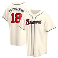 Vanessashop A.Braves #18 Mike Yastrzemski player Cream Replica Alternate Stitched Jerseys
