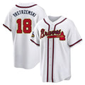 Vanessashop A.Braves #18 Mike Yastrzemski player Gold Replica White Program Stitched Jerseys
