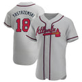 Vanessashop A.Braves #18 Mike Yastrzemski player Gray Authentic Road Stitched Jerseys