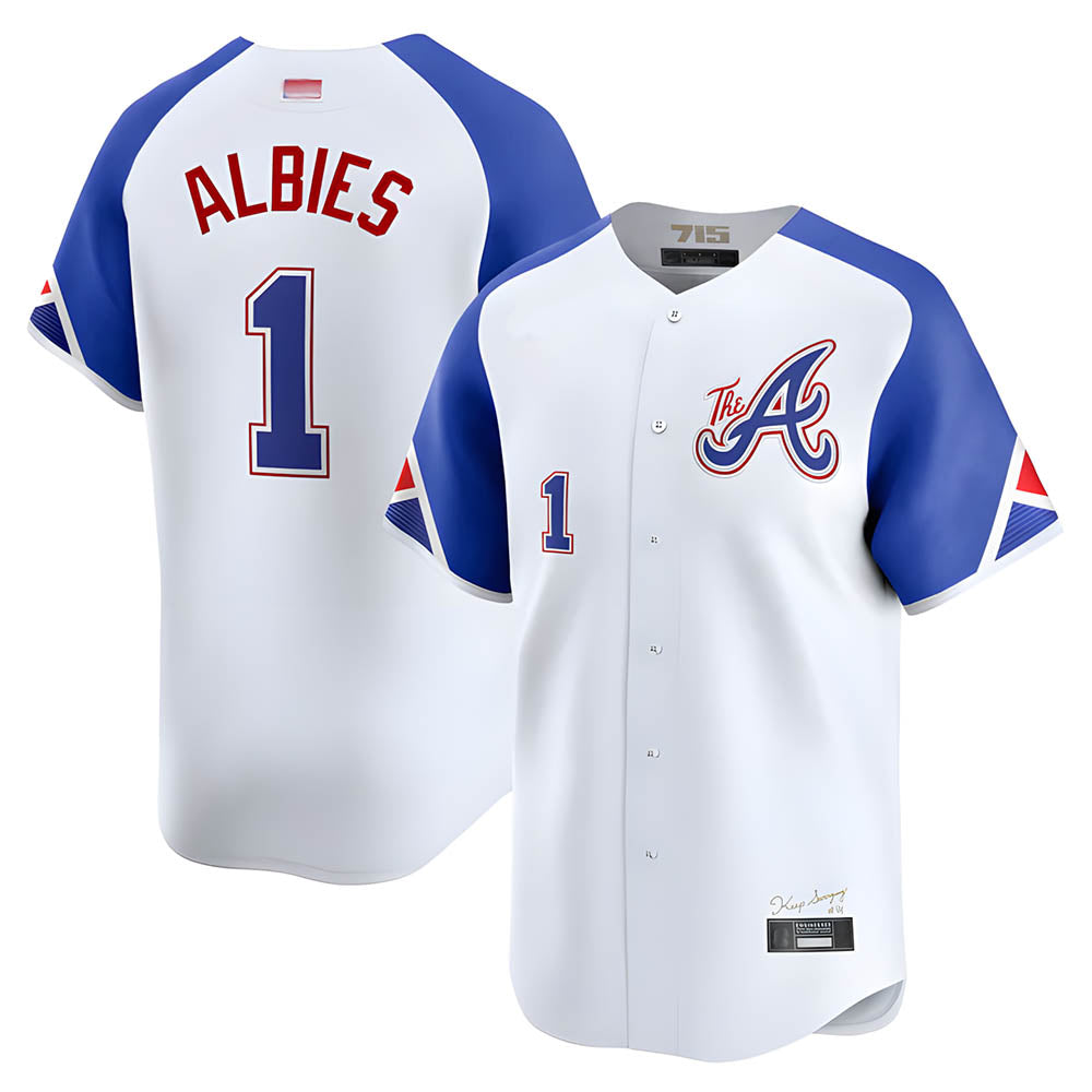 Vanessashop A.Braves #1 Ozzie Albies Player Blue City Connect Stitched Jerseys