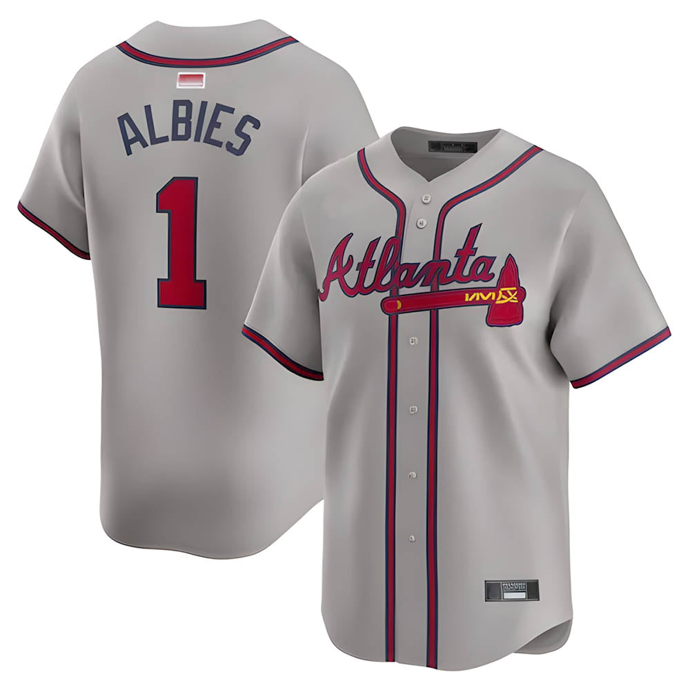 Vanessashop A.Braves #1 Ozzie Albies Player Gray Vapor Premier City Connect Premium Stitched Jerseys